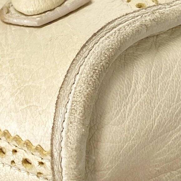 Auth BALENCIAGA The Giant Brogues City Cream Leather Handba - Picture 8 of 14